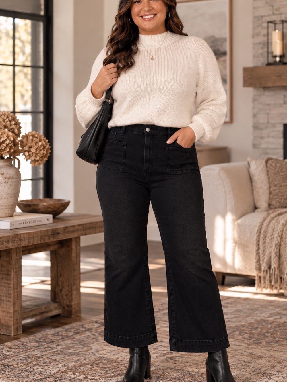Risen Jeans Black High Rise Cropped Flare Jeans Size 3X NWT
